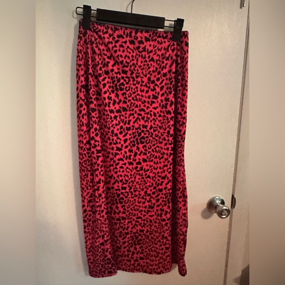 Nasty Gal Red and Black Maxi Pencil Skirt